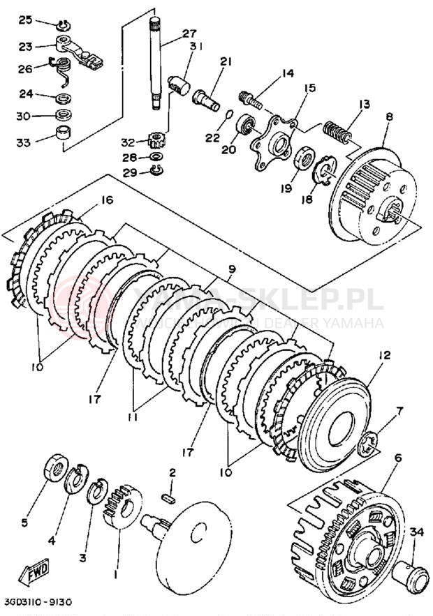 Schemat "sprzęgło" do Yamaha WARRIOR YFM350XB