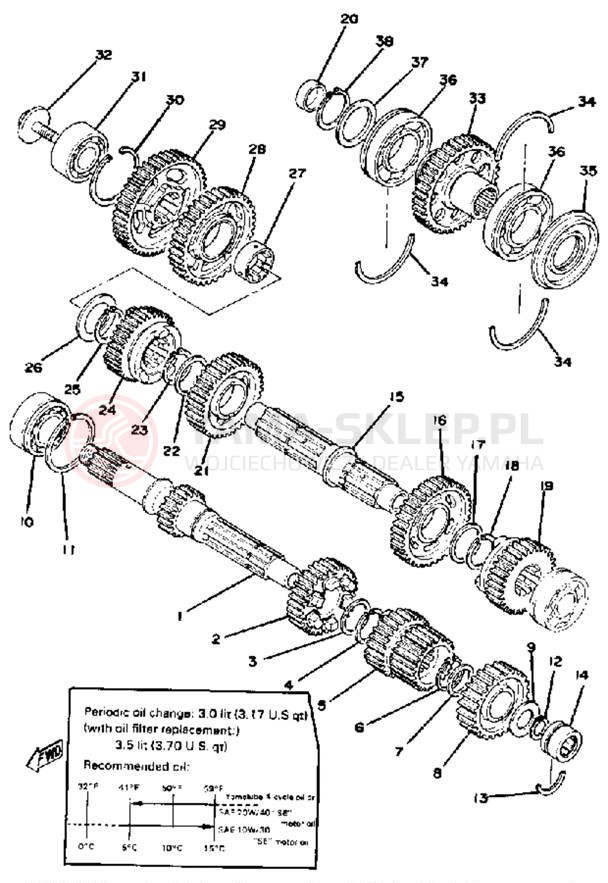 Schemat "Skrzynia biegów " do Yamaha XS1100E
