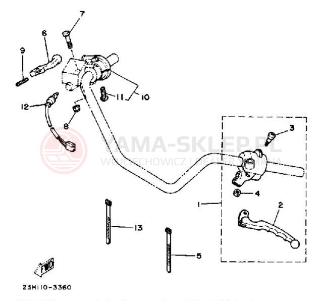 Schemat "Kierownica i osprzęt" do Yamaha RX50L