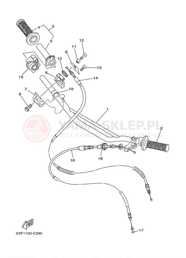 Schemat "Kierownica i osprzęt" do Yamaha YZ250 YZ250S1