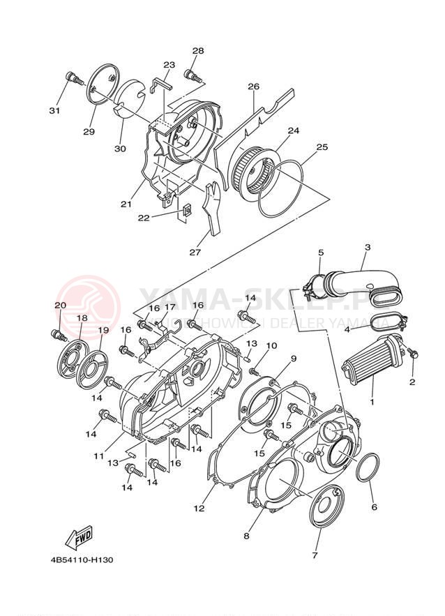 Schemat "Pokrywa silnika" do Yamaha TMAX XP500YL
