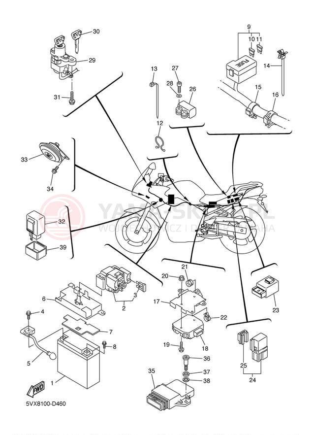 Schemat "układ elektryczny" do Yamaha FZ-6 FZS6V/FZS6VC