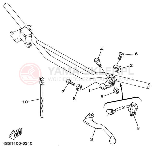 Schemat "Kierownica i osprzęt" do Yamaha YZ125 YZ125L1