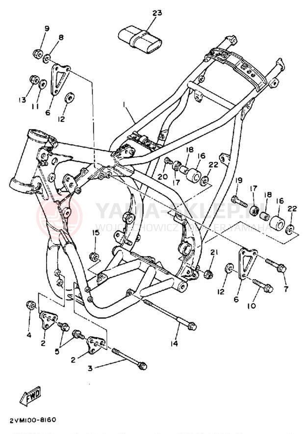 Schemat "rama" do Yamaha YZ250U