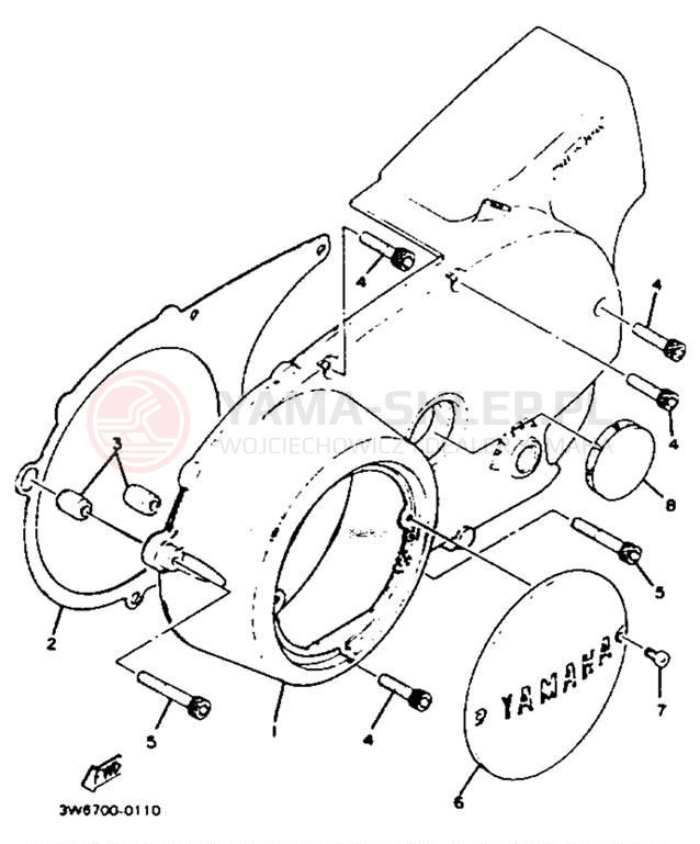 Schemat "Pokrywa silnika" do Yamaha XS650SK