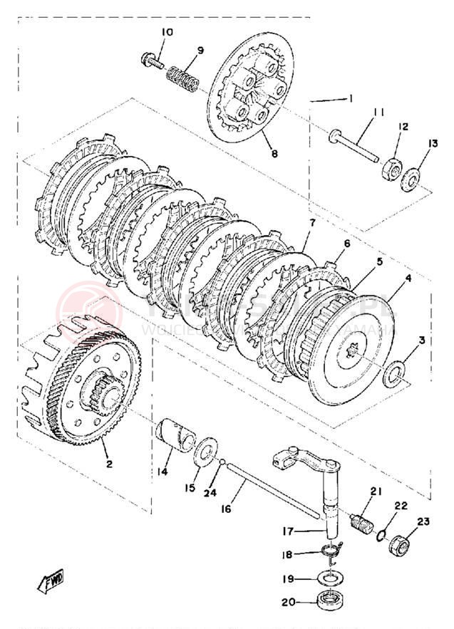 Schemat "sprzęgło" do Yamaha DT100D