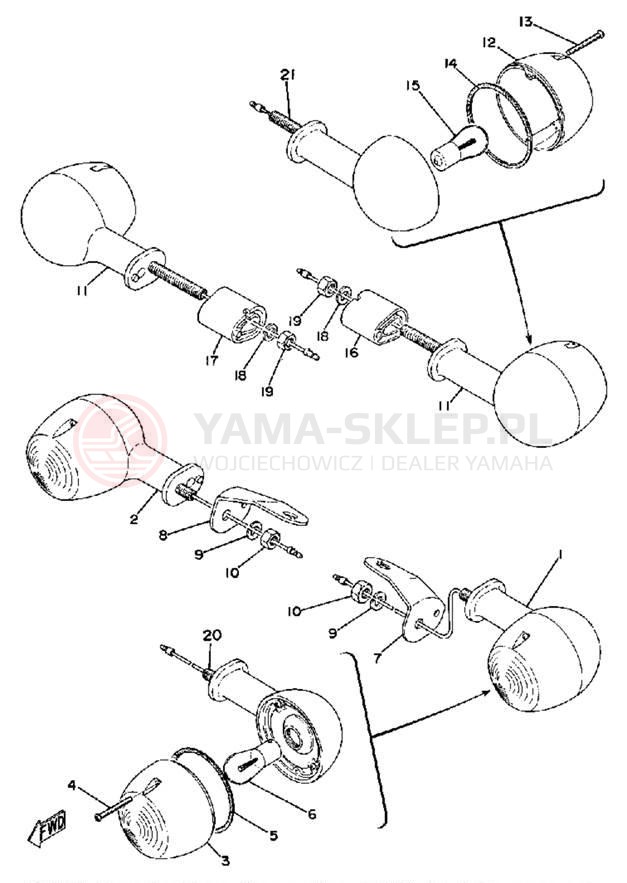 Schemat "kierunkowskazy" do Yamaha RD125B