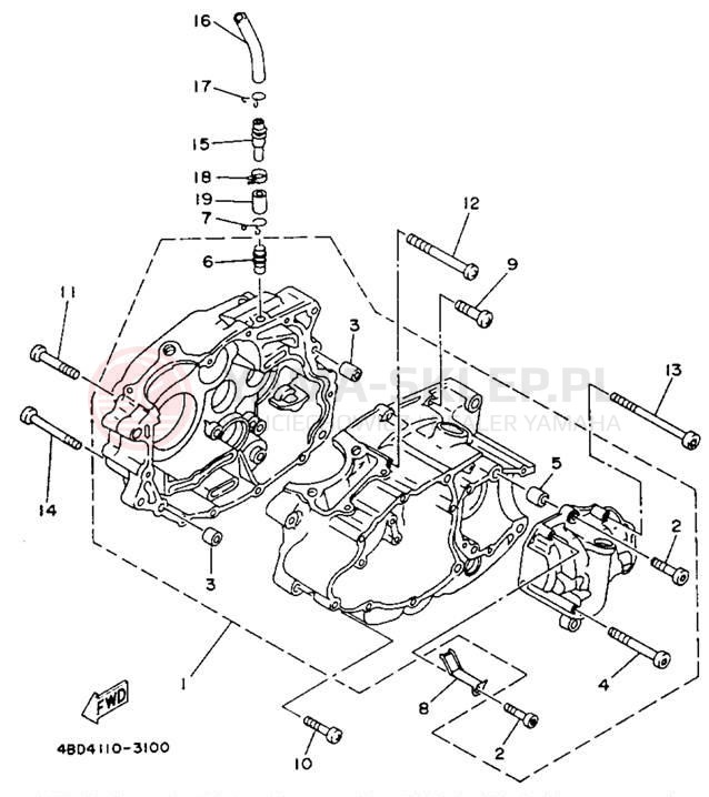 Schemat "Obudowa silnika" do Yamaha YFB250E_MN