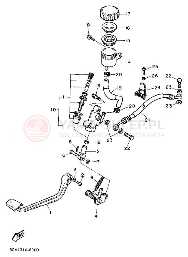 Schemat "Pompa hamulcowa tył" do Yamaha FJ1200D/FJ1200DC