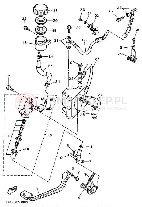 Schemat "Pompa hamulcowa tył" do Yamaha FJ1200AEC/FJ1200AE