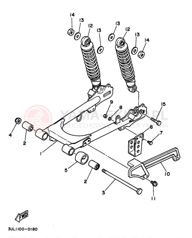 Schemat "wahacz, zawieszenie tył" do Yamaha RT100J