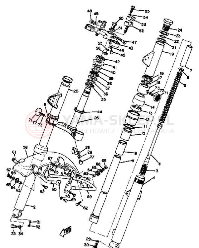 Schemat "Amortyzatory przód, błotnik" do Yamaha CT1