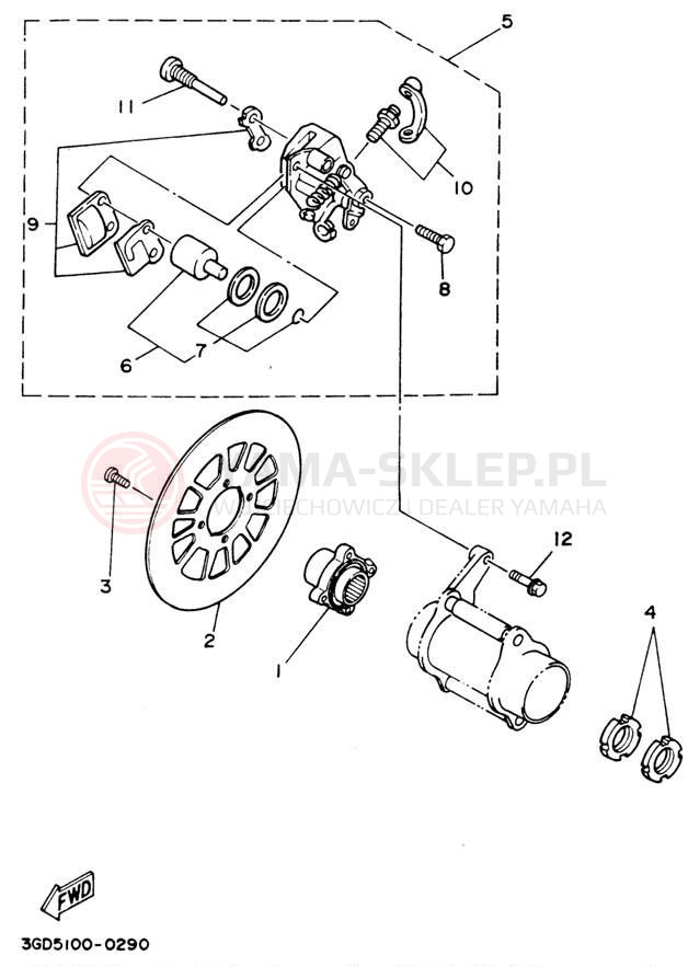 Schemat "Zacisk hamulcowy tylny" do Yamaha WARRIOR YFM350XF_M