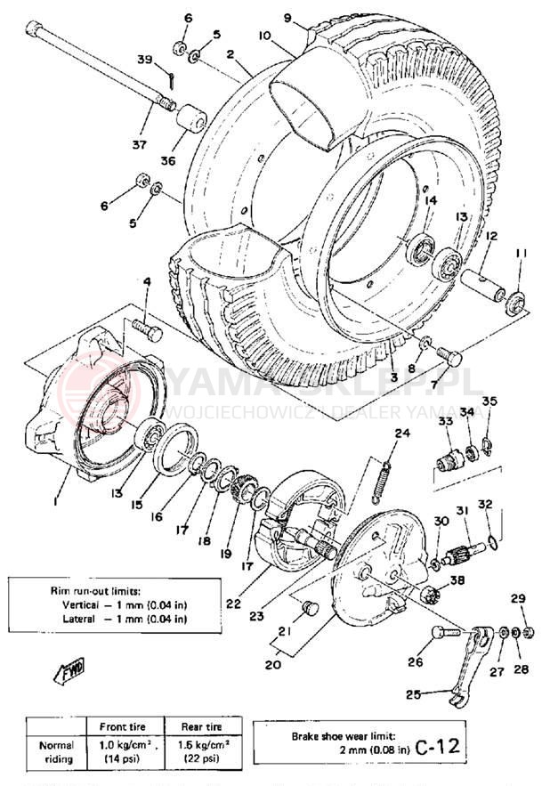 Schemat "Koło przód" do Yamaha LB50PF