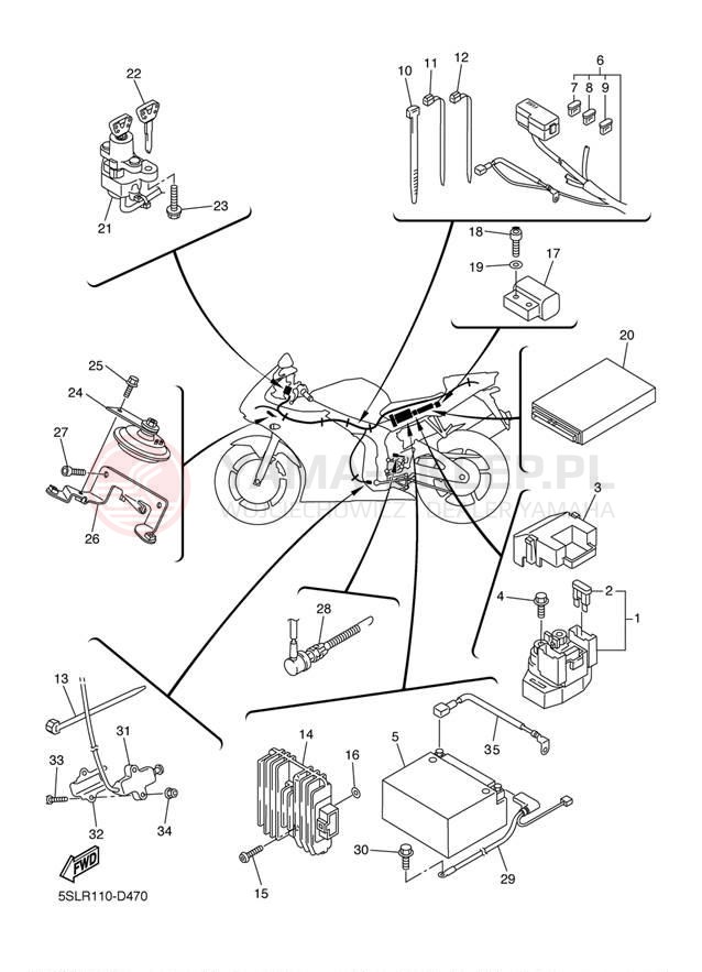 Schemat "układ elektryczny" do Yamaha YZF-R6 YZFR6TC/YZFR6T