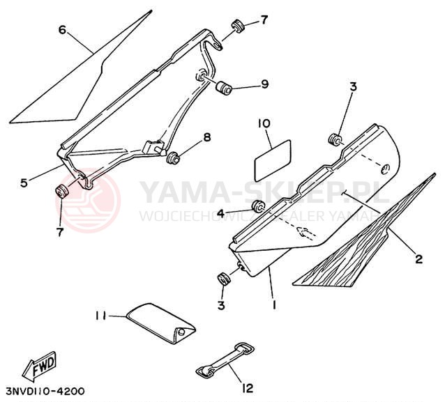 Schemat "Pokrywa boczna" do Yamaha XT350L/XT350LC