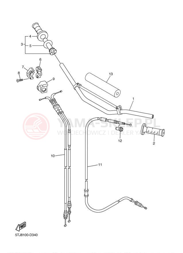 Schemat "Kierownica i osprzęt" do Yamaha WR250F WR250FT