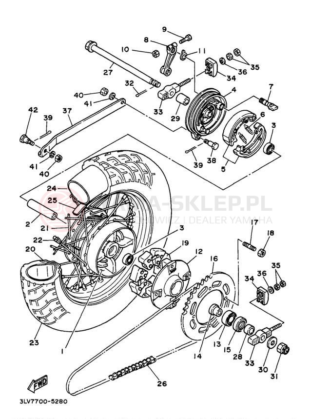 Schemat "Koło tył" do Yamaha VIRAGO 250 XV250JC/XV250J