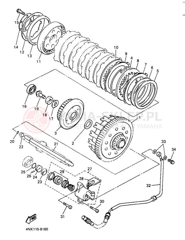 Schemat "sprzęgło" do Yamaha XVZ13LTJ/XVZ13LTJC