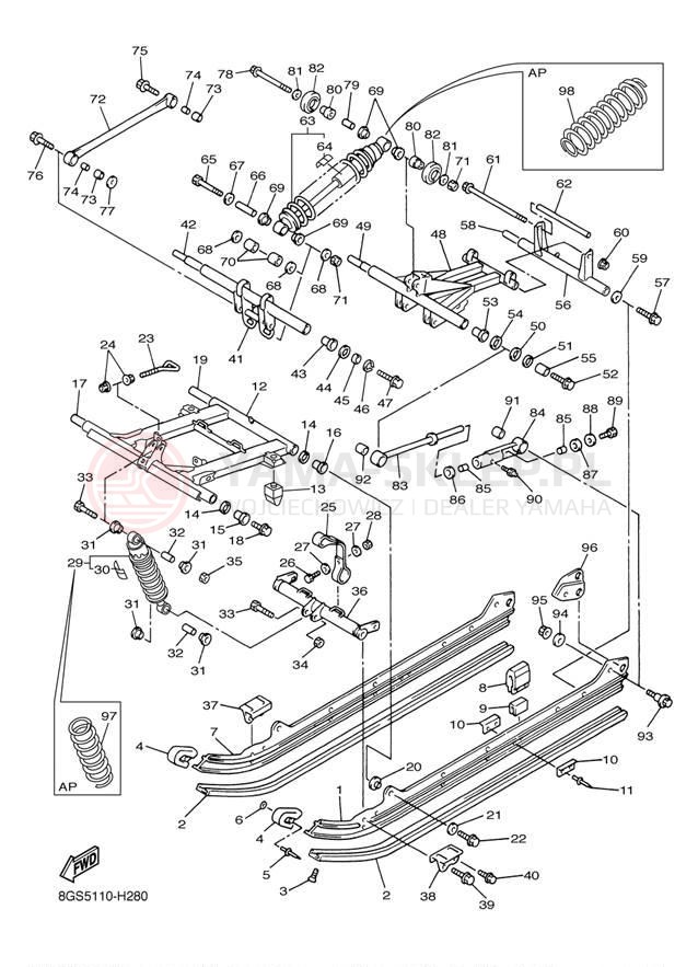 Schemat "Zawieszenie gąsiennicy" do Yamaha VK PRO VK10BR