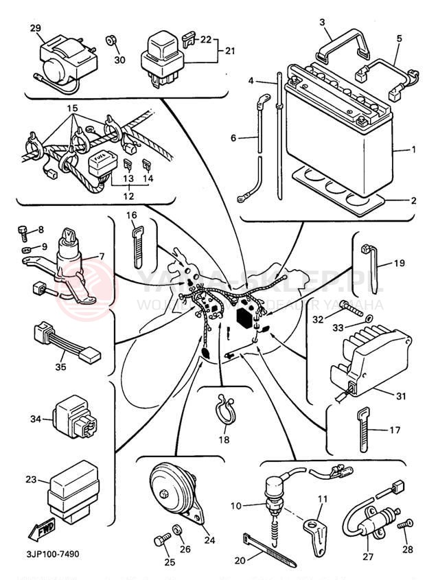 Schemat "układ elektryczny" do Yamaha V-MAX 1200 VMX12JC/VMX12J