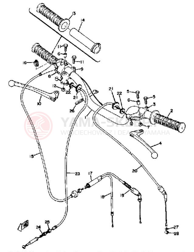 Schemat "Kierownica i osprzęt" do Yamaha TY80B