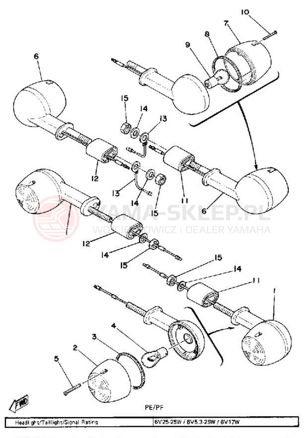 Schemat "kierunkowskazy" do Yamaha LB50PE