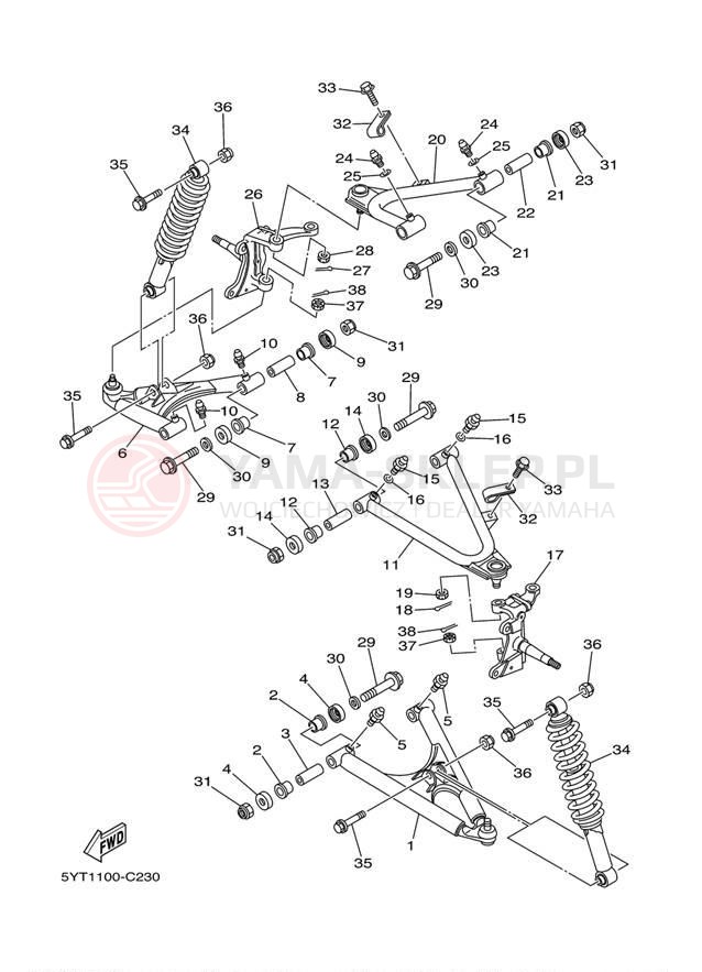 Schemat "Koło przód" do Yamaha RAPTOR 350 YFM35RBW