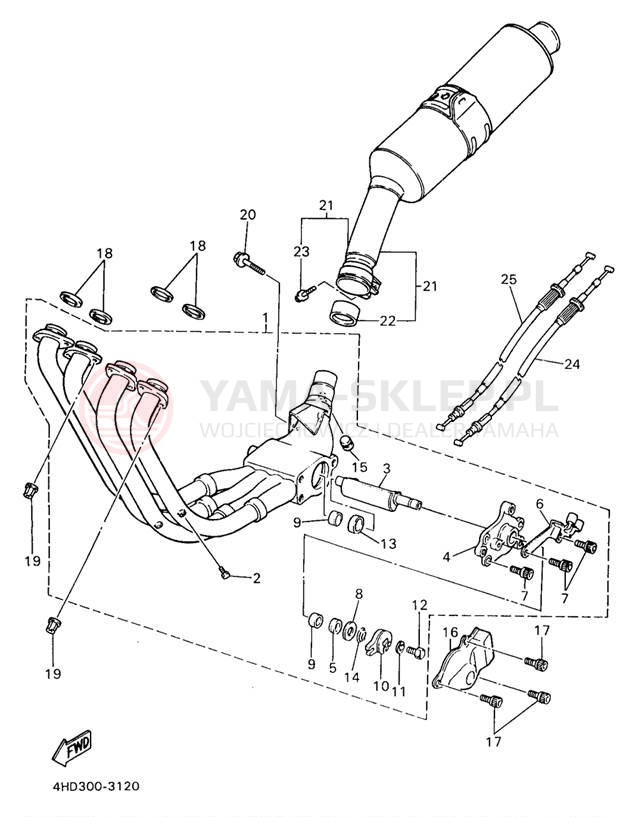 Schemat "Wydech końcowy" do Yamaha YZF750RKC/YZF750RK