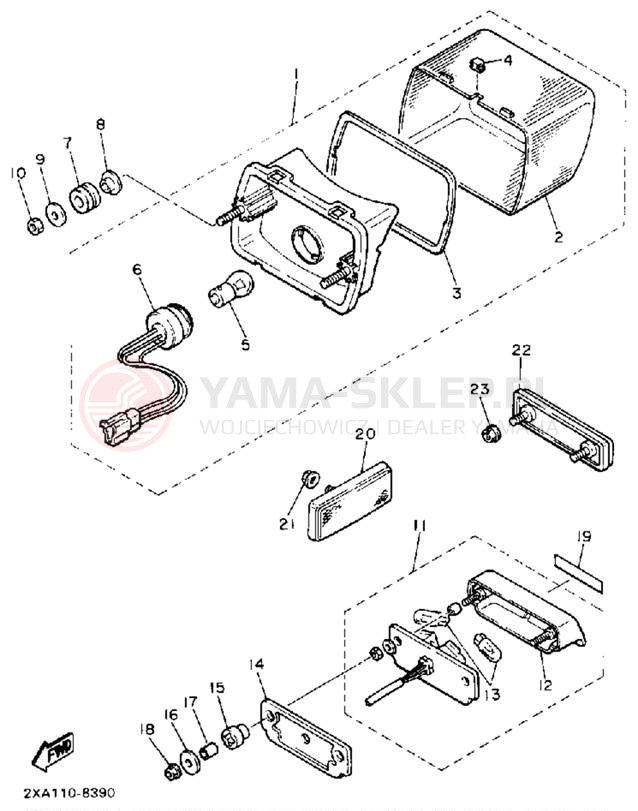 Schemat "lampa tył" do Yamaha RADIAN YX600A/YX600AC