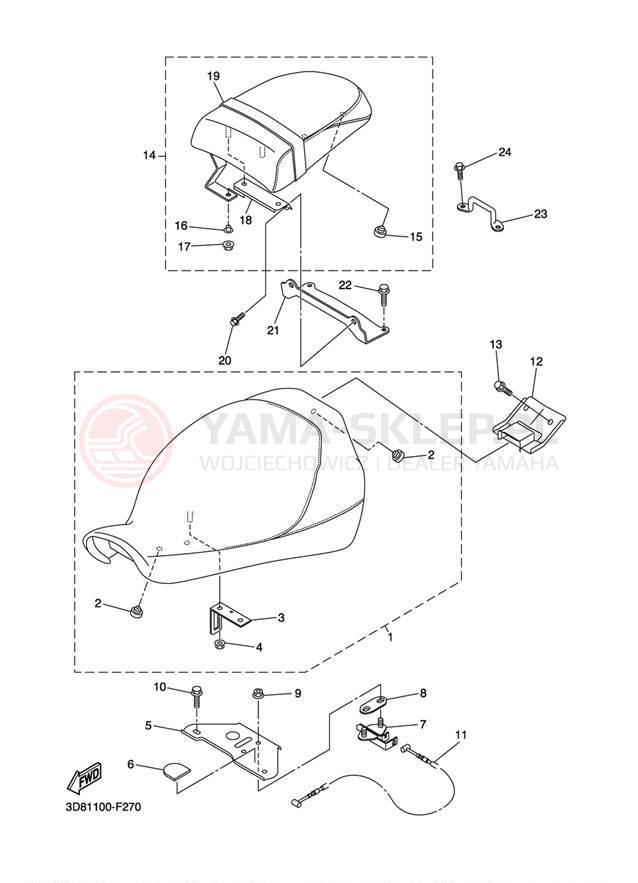 Schemat "siedzenie" do Yamaha V STAR 1300 XVS13AW/XVS13AWC