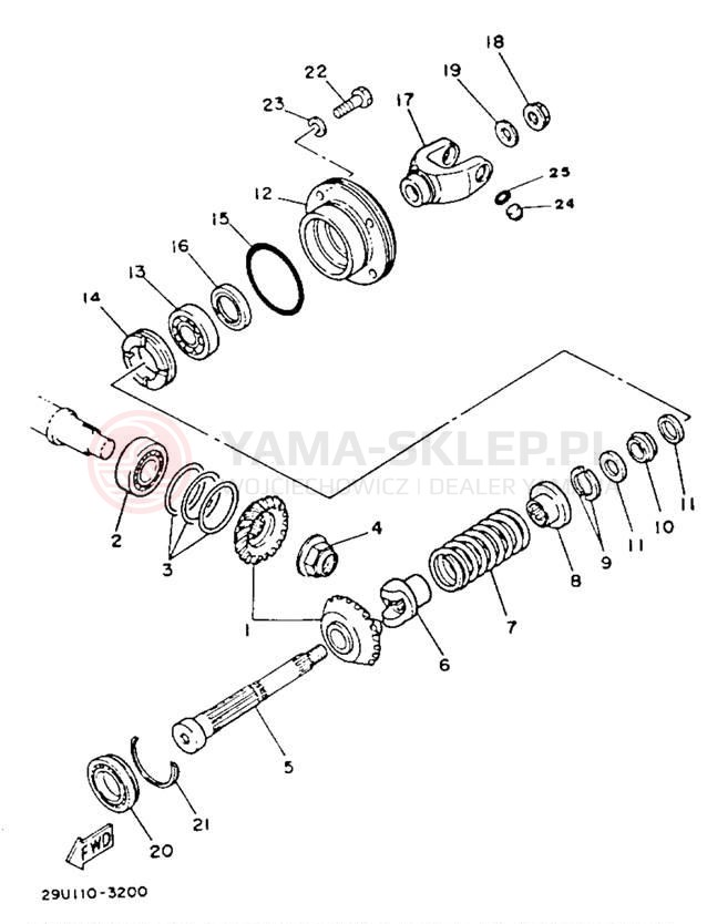 Schemat "Przeniesienie napędu" do Yamaha YTM225DXL
