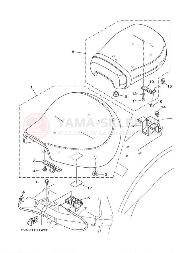 Schemat "siedzenie" do Yamaha ROAD STAR S XV17ASYCB/XV17ASYB