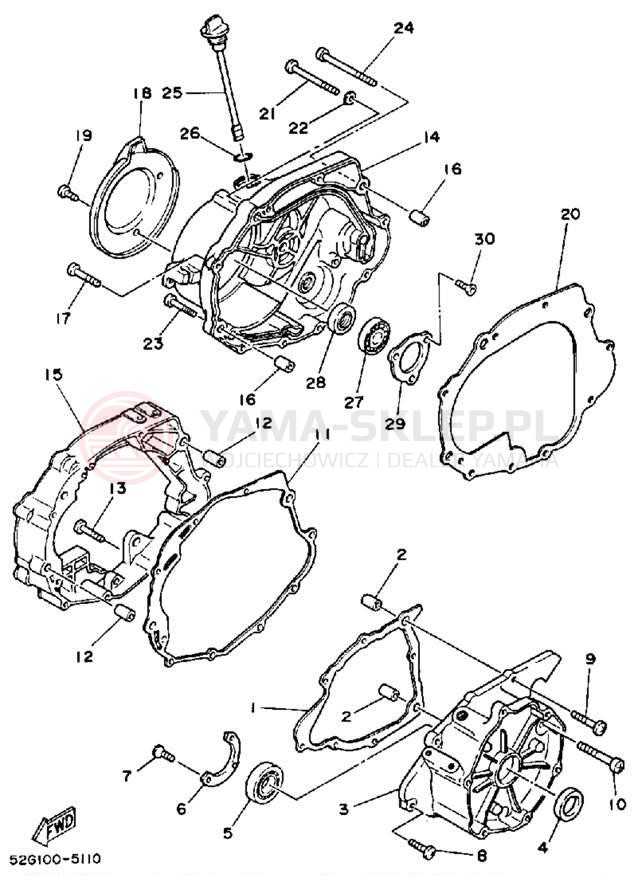 Schemat "Pokrywa silnika" do Yamaha MOTO-4 YFM200N