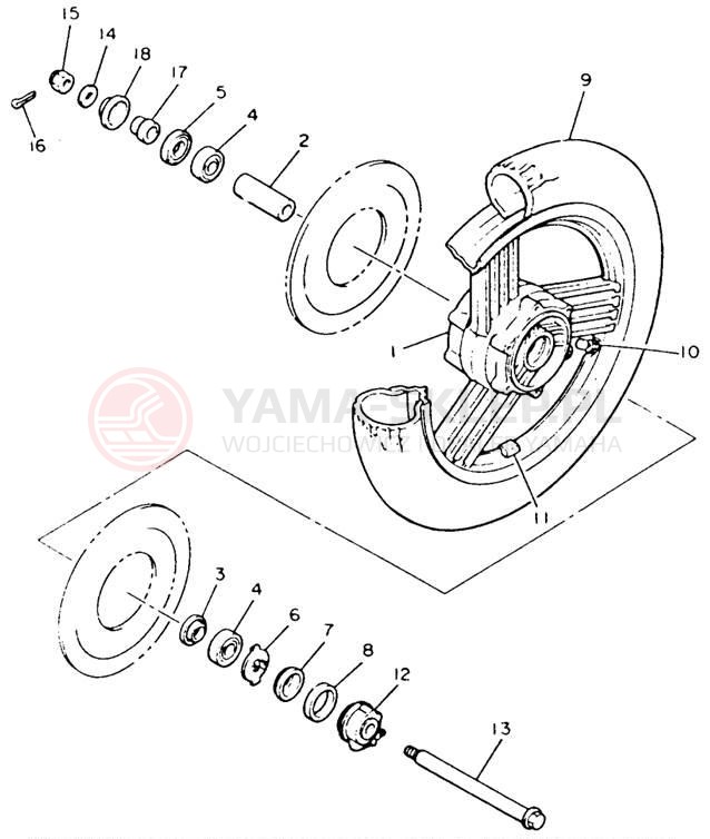 Schemat "Koło przód" do Yamaha XVZ12TDK
