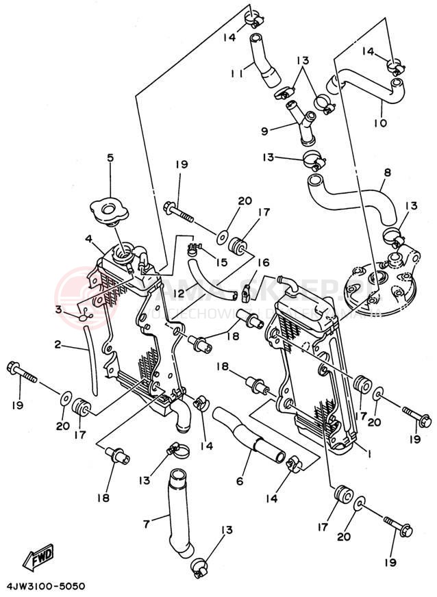 Schemat "Układ chlodzenia" do Yamaha WR250ZH