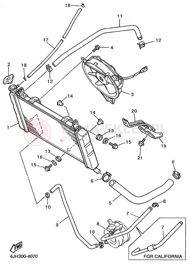 Schemat "Układ chlodzenia" do Yamaha YZF600RHC/YZF600RH