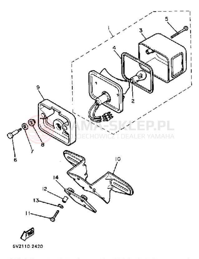 Schemat "lampa tył" do Yamaha XJ650RJ
