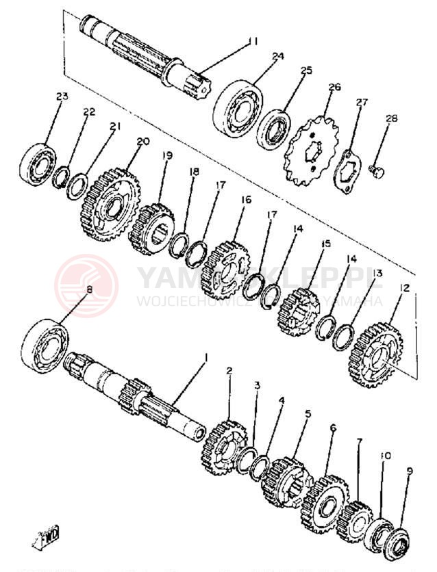 Schemat "Skrzynia biegów " do Yamaha XT250H