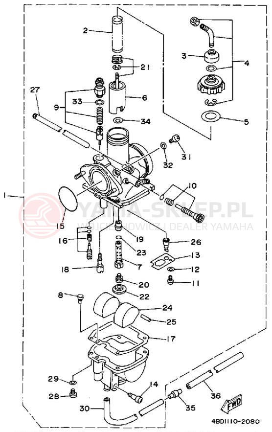 Schemat "Gaźnik" do Yamaha YFB250D_MN