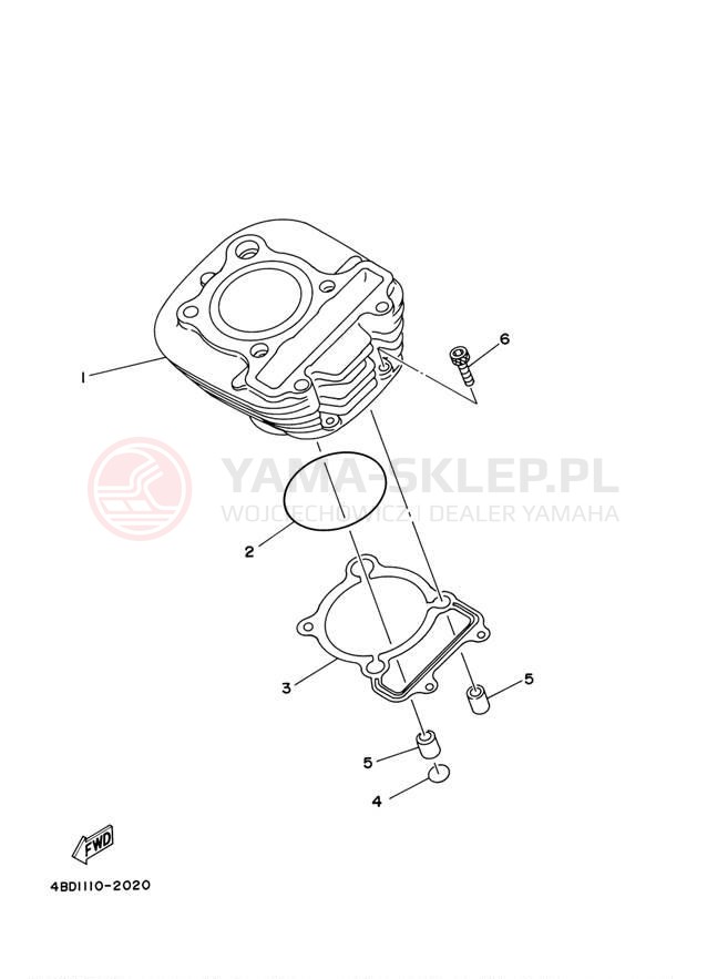 Schemat "cylinder" do Yamaha TIMBERWOLF 4WD YFB250FWM