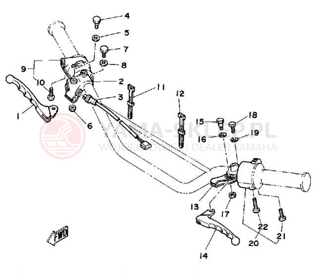 Schemat "Kierownica i osprzęt" do Yamaha DT125H