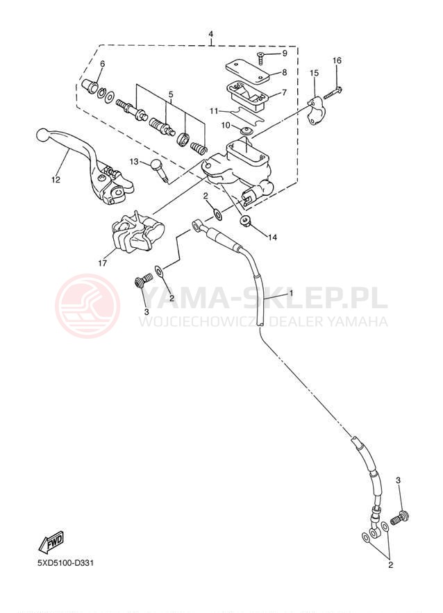 Schemat "Pompa hamulcowa przednia" do Yamaha WR250F WR250FT