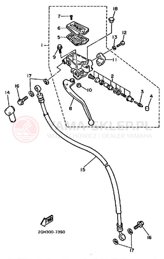 Schemat "Pompa hamulcowa przednia" do Yamaha FZR750RT