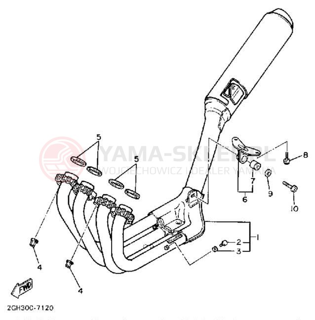 Schemat "Wydech końcowy" do Yamaha FZR1000U/FZR1000UC