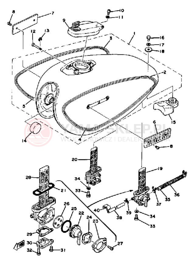 Schemat "zbiornik paliwa" do Yamaha XS650D