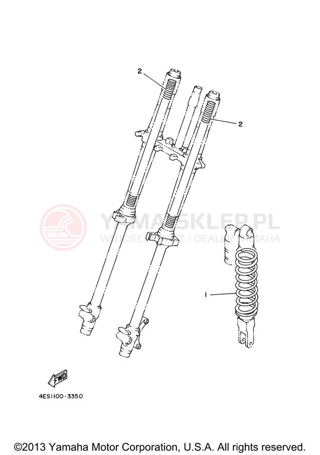 Schemat "Zawieszenie przód" do Yamaha YZ85 YZ85X