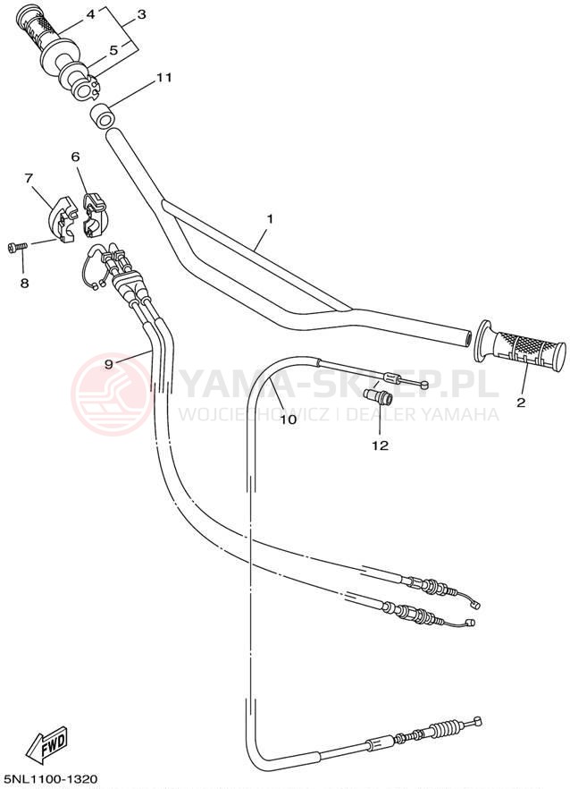 Schemat "Kierownica i osprzęt" do Yamaha YZ250F YZ250FN