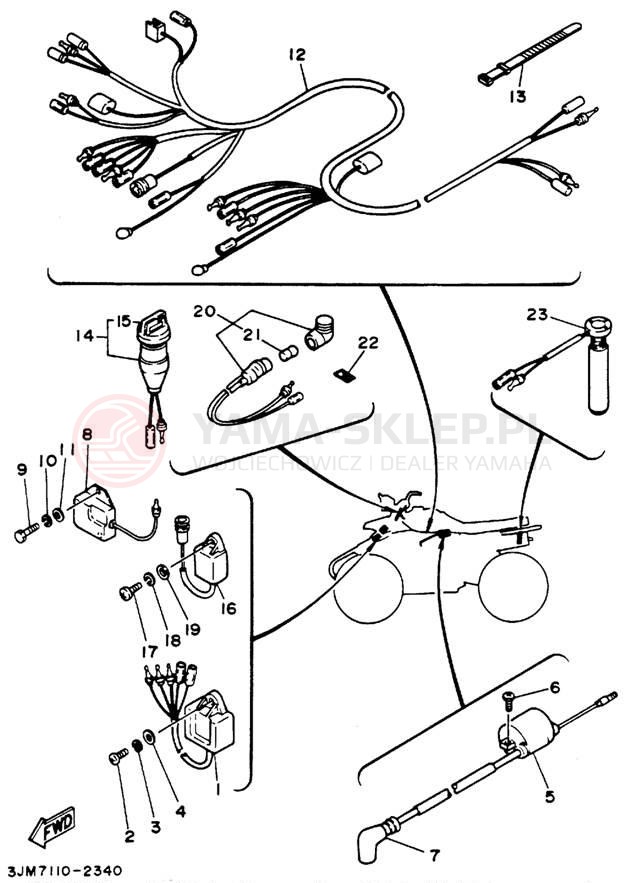 Schemat "układ elektryczny" do Yamaha BLASTER YFS200F