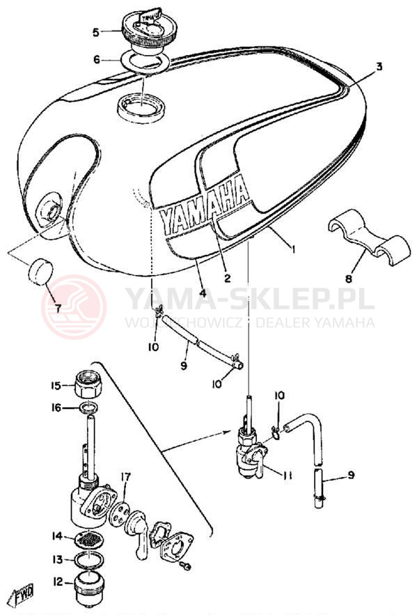 Schemat "zbiornik paliwa" do Yamaha RS100B